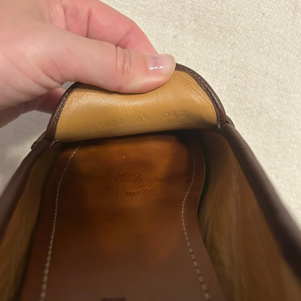 Gucci  Brown Leather Loafers with Gold Accent - Picture 5 of 5